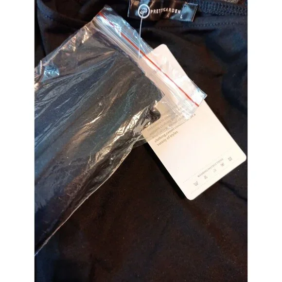 PRETTYGARDEN Women's L Sexy One Shoulder Long Sleeve Black Mini Bodycon NWT - Picture 4 of 5